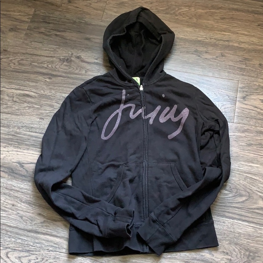 Vintage Black Sparkle Juicy Couture Sz L Zip-Up